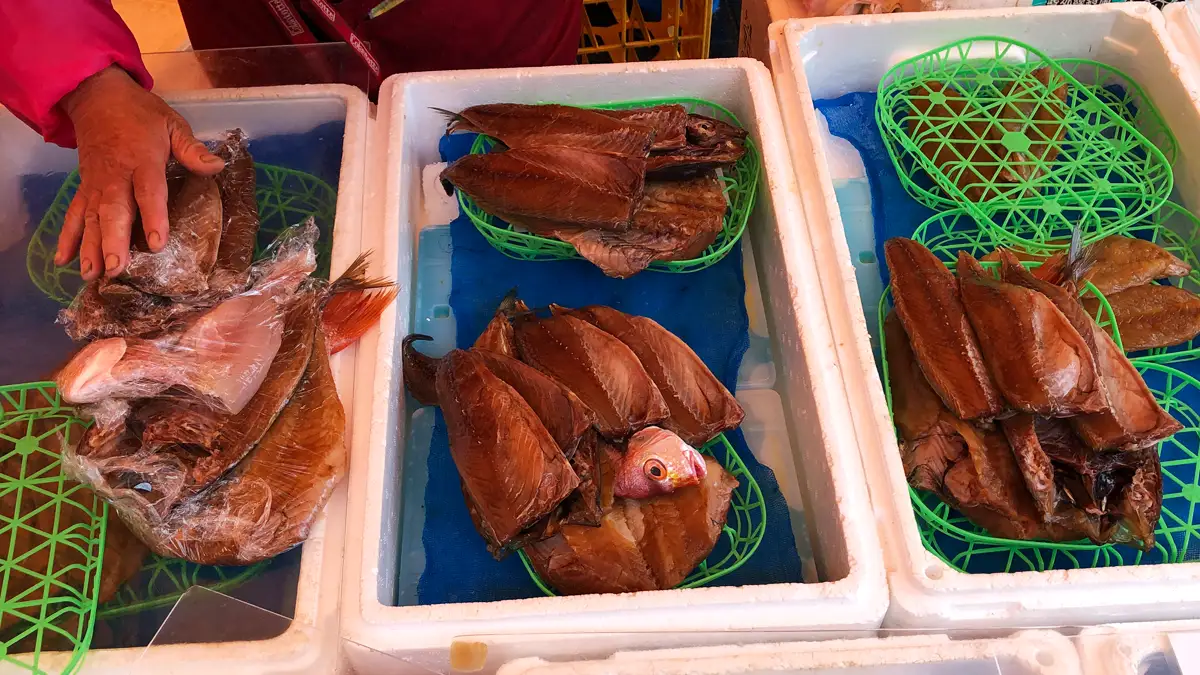 「輪島の朝一」の出店で販売していた干物たち