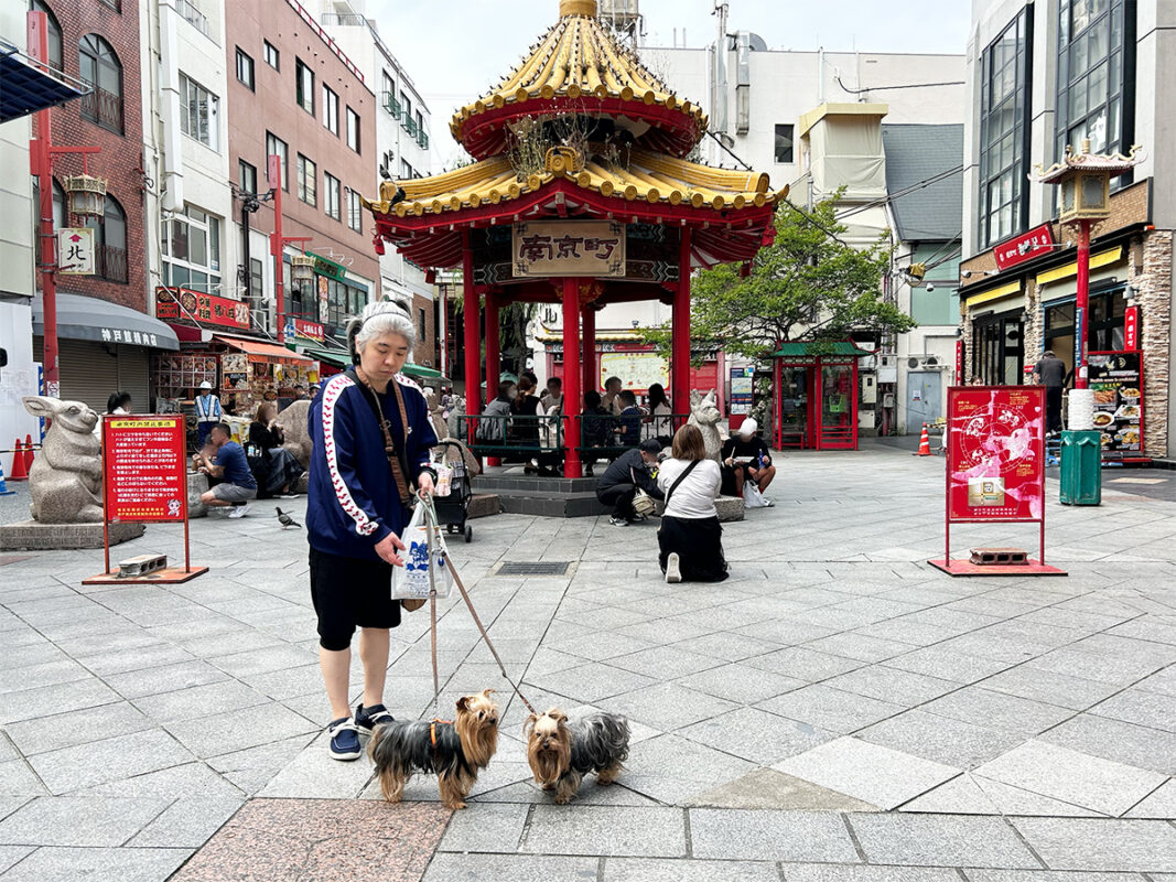 神戸・南京町広場で記念撮影