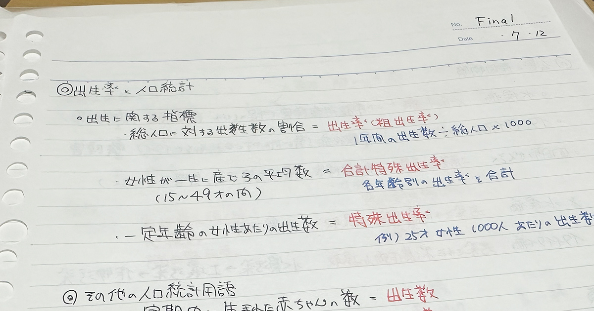調理師試験用の「直前見直しノート」