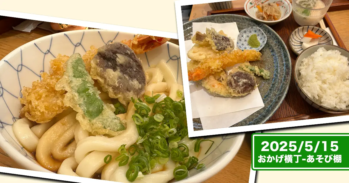 おかげ横丁「野あそび棚」で食べた伊勢うどんと天ぷら定食