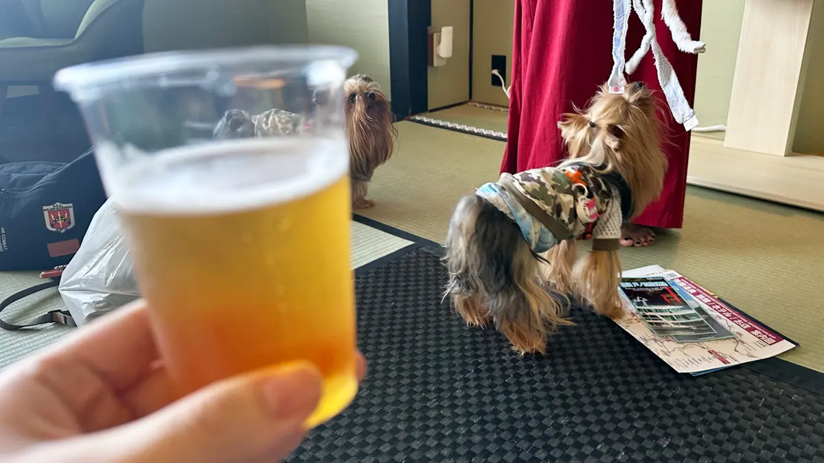 『箱根強羅グアムドッグ本店』さんのフリードリンクコーナーで飲めるビールで一服